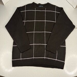 Classic Black Grid Crewneck Sweater